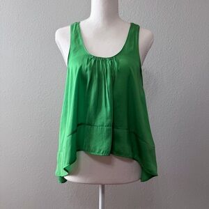 Zara W&B Collection Green Hi-Lo Swing Flowy  Sleeveless Top Tank Blouse E